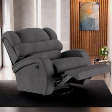 Poltrona do Papai Sala de Cinema Reclinável Kylie Glider Manual Giratória Massagem USB Linho Chumbo G23