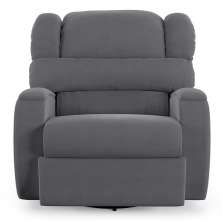 Poltrona do Papai Sala de Cinema Reclinável Kylie Glider Manual Giratória Massagem USB Veludo Cinza Grafite G23