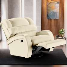Poltrona do Papai Sala de Cinema Reclinável Kylie Glider Manual Giratória PU Bege G23