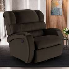 Poltrona do Papai Sala de Cinema Reclinável Kylie Glider Manual Giratória PU Marrom G23