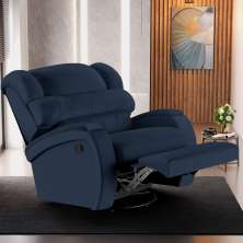 Poltrona do Papai Sala de Cinema Reclinável Kylie Glider Manual Giratória USB PU Azul G23