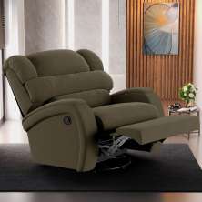 Poltrona do Papai Sala de Cinema Reclinável Kylie Glider Manual Giratória USB Veludo Capuccino G23