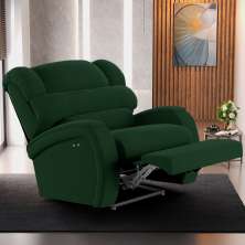 Poltrona do Papai Sala de Cinema Reclinável Kylie Power Touch Veludo Verde Esmeralda G23