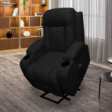 Poltrona do Papai com Massagem Aquecimento Austin Elevação Lift 150º PU Preto G31 - Gran Belo