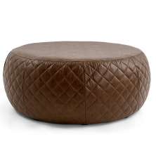 Puff Cleo 105cm Trêsse PU Sintético Marrom G15 - Gran Belo