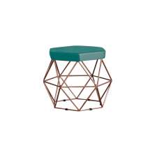 Puff Decorativo Base Bronze Elsa Suede Azul Claro G41 - Gran Belo