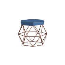 Puff Decorativo Base Bronze Elsa Suede Azul Marinho G41 - Gran Belo