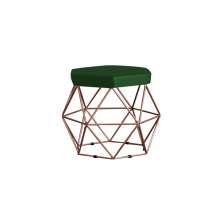 Puff Decorativo Base Bronze Elsa Suede Verde G41 - Gran Belo