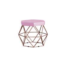 Puff Decorativo Base Bronze Elsa Veludo Rosê G41 - Gran Belo