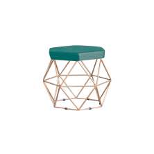 Puff Decorativo Base Gold Elsa Suede Azul Claro G41 - Gran Belo