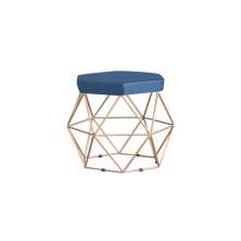 Puff Decorativo Base Gold Elsa Suede Azul Marinho G41 - Gran Belo