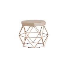 Puff Decorativo Base Gold Elsa Suede Bege G41 - Gran Belo