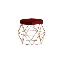 Puff Decorativo Base Gold Elsa Suede Bordô G41 - Gran Belo