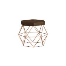 Puff Decorativo Base Gold Elsa Suede Marrom - Gran Belo