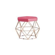 Puff Decorativo Base Gold Elsa Suede Rosa G41 - Gran Belo