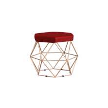 Puff Decorativo Base Gold Elsa Suede Vermelho G41 - Gran Belo