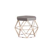 Puff Decorativo Base Gold Elsa Veludo Cinza G41 - Gran Belo