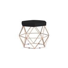 Puff Decorativo Base Gold Elsa Veludo Preto G41 - Gran Belo
