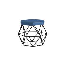 Puff Decorativo Base Preta Elsa Suede Azul Marinho - Gran Belo