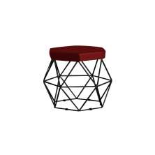 Puff Decorativo Base Preta Elsa Suede Bordô G41 - Gran Belo