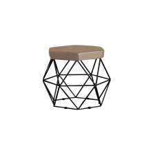 Puff Decorativo Base Preta Elsa Suede Cappuccino G41 - Gran Belo