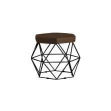 Puff Decorativo Base Preta Elsa Suede Marrom G41 - Gran Belo