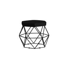 Puff Decorativo Base Preta Elsa Suede Preto G41 - Gran Belo