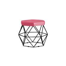 Puff Decorativo Base Preta Elsa Suede Rosa - Gran Belo