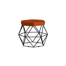 Puff Decorativo Base Preta Elsa Suede Telha G41 - Gran Belo