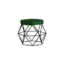 Puff Decorativo Base Preta Elsa Suede Verde G41 - Gran Belo