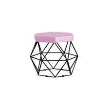 Puff Decorativo Base Preta Elsa Veludo Rosê - Gran Belo