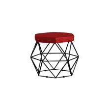 Puff Decorativo Base Preta Elsa Veludo Vermelho G41 - Gran Belo