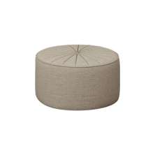 Puff Decorativo Sala De Estar Round Linho Bege G45 - Gran Belo
