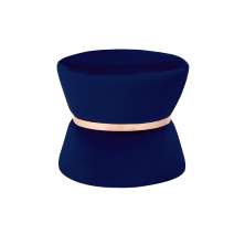 Puff Decorativo Sala de Estar 45cm Dhaka Veludo Azul Bic G15 - Gran Belo