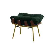 Puff Decorativo Sala de Estar Abel Base de Madeira Dourado Suede Verde G41 - Gran Belo