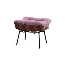 Puff Decorativo Sala de Estar Abel Base de Madeira Preto Suede Rosa G41 - Gran Belo