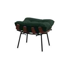 Puff Decorativo Sala de Estar Abel Base de Madeira Preto Suede Verde G41 - Gran Belo