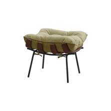 Puff Decorativo Sala de Estar Abel Base de Madeira Preto Veludo Bege G41 - Gran Belo