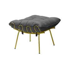 Puff Decorativo Sala de Estar Abel Pés Dourado Suede Cinza G41 - Gran Belo