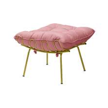 Puff Decorativo Sala de Estar Abel Pés Dourado Suede Rosa G41 - Gran Belo