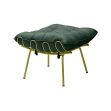 Puff Decorativo Sala de Estar Abel Pés Dourado Suede Verde G41 - Gran Belo