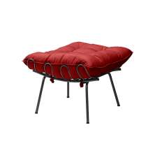 Puff Decorativo Sala de Estar Abel Pés Preto Suede Vermelho G41 - Gran Belo