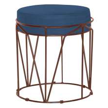 Puff Decorativo Sala de Estar Base Bronze Chloe Suede Azul Marinho G41 - Gran Belo
