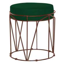 Puff Decorativo Sala de Estar Base Bronze Chloe Suede Verde G41 - Gran Belo