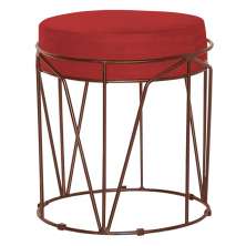 Puff Decorativo Sala de Estar Base Bronze Chloe Suede Vermelho G41 - Gran Belo