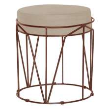 Puff Decorativo Sala de Estar Base Bronze Chloe Veludo Bege G41 - Gran Belo