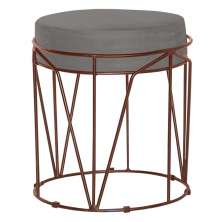 Puff Decorativo Sala de Estar Base Bronze Chloe Veludo Cinza G41 - Gran Belo