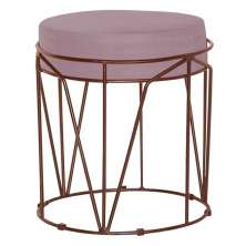 Puff Decorativo Sala de Estar Base Bronze Chloe Veludo Rosê G41 - Gran Belo
