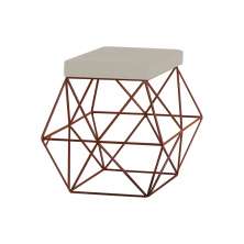 Puff Decorativo Sala de Estar Base Bronze Trixie Suede Bege G41 - Gran Belo