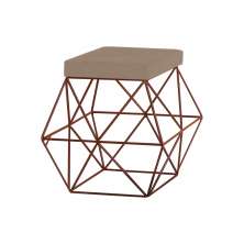 Puff Decorativo Sala de Estar Base Bronze Trixie Suede Cappuccino G41 - Gran Belo